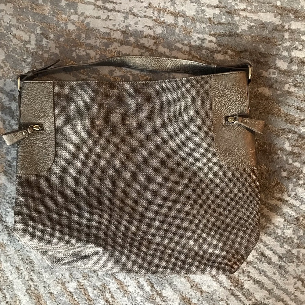 LP Blue Metallic Canvas and Vegan Leather Purse